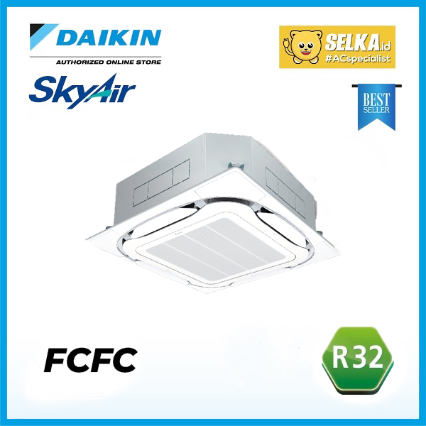 Daikin FCFC100DVM4 + RZFC100DY14 AC Cassette 4 PK Sky Air Inverter 3 Phase Wireless