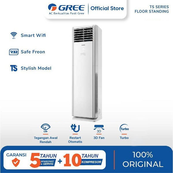 GREE GVC-24TS(S) AC DELUXE FLOOR STANDING TS SERIES 3 PK (380V) 3 PHASE STANDARD